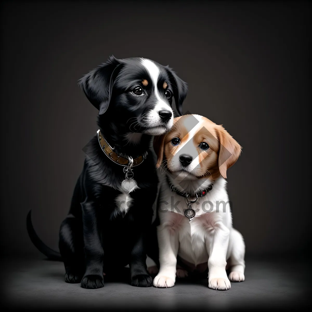 Picture of Black Bulldog Puppy Sitting with Adorable Expression