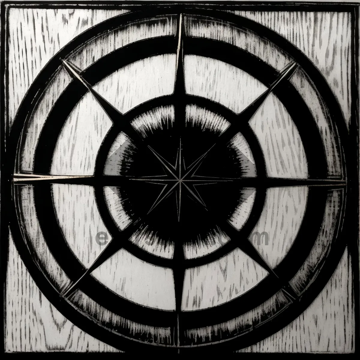 Picture of Vintage Compass on Wooden Wheel - Navigating West