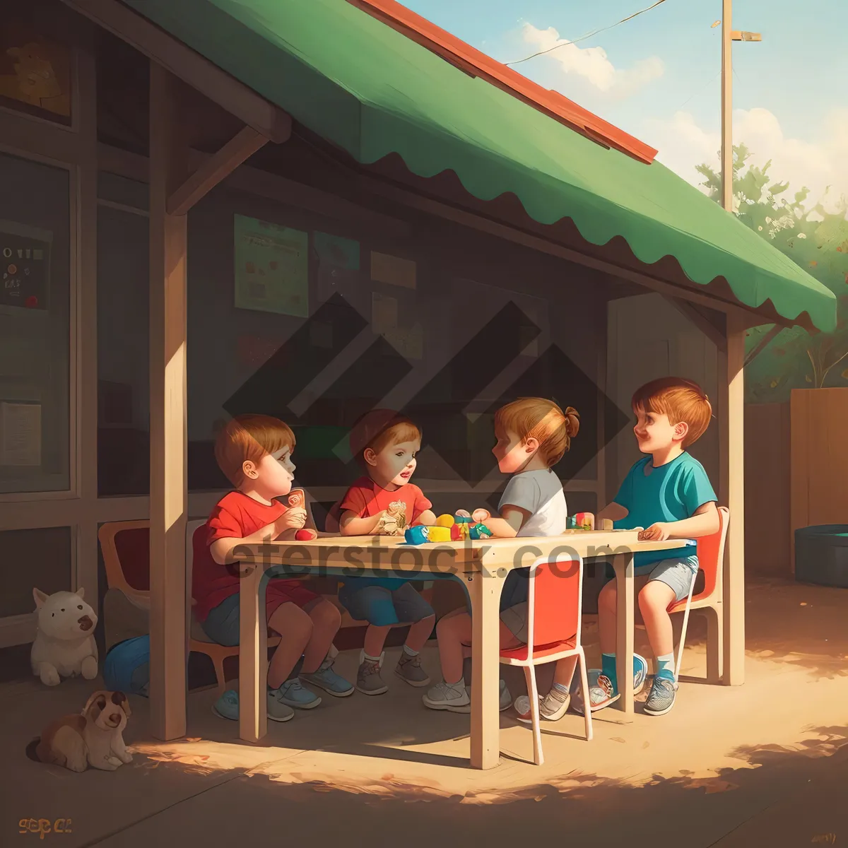 Picture of Happy Child at School with Family