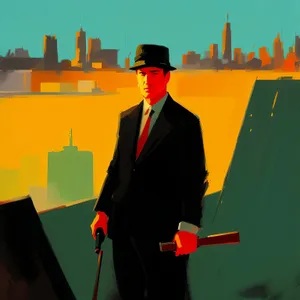 Happy male business professional working on laptop in office