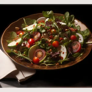 Fresh Vegetable Salad with Cherry Tomatoes and Lettuce