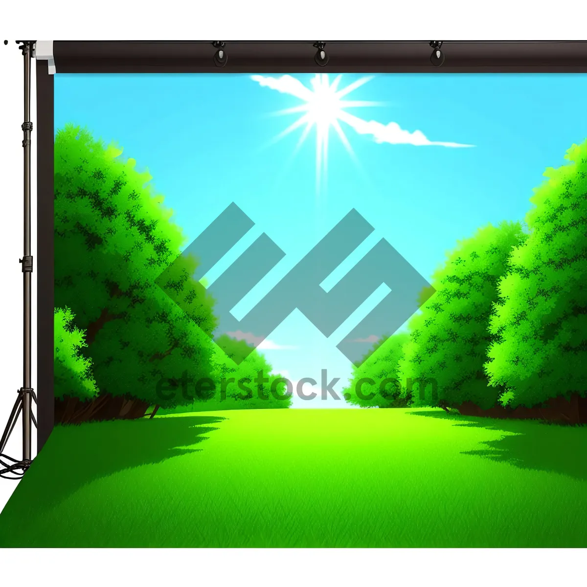 Picture of Vibrant Summer Landscape with Glowing Sun