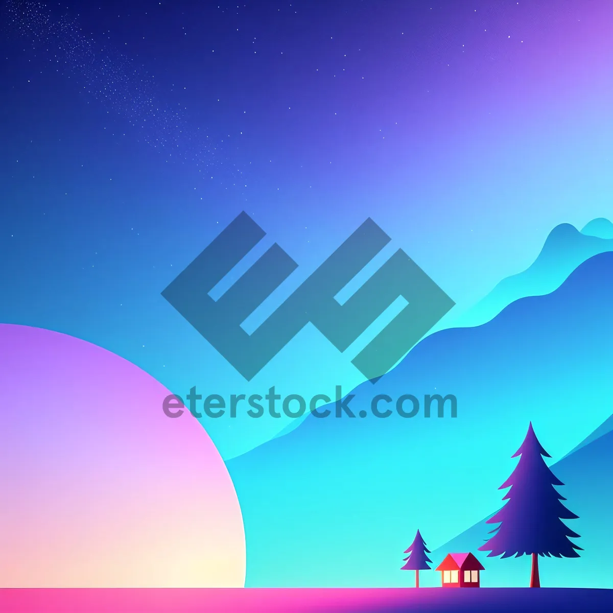 Picture of Winter Night Sky Greeting Card Design