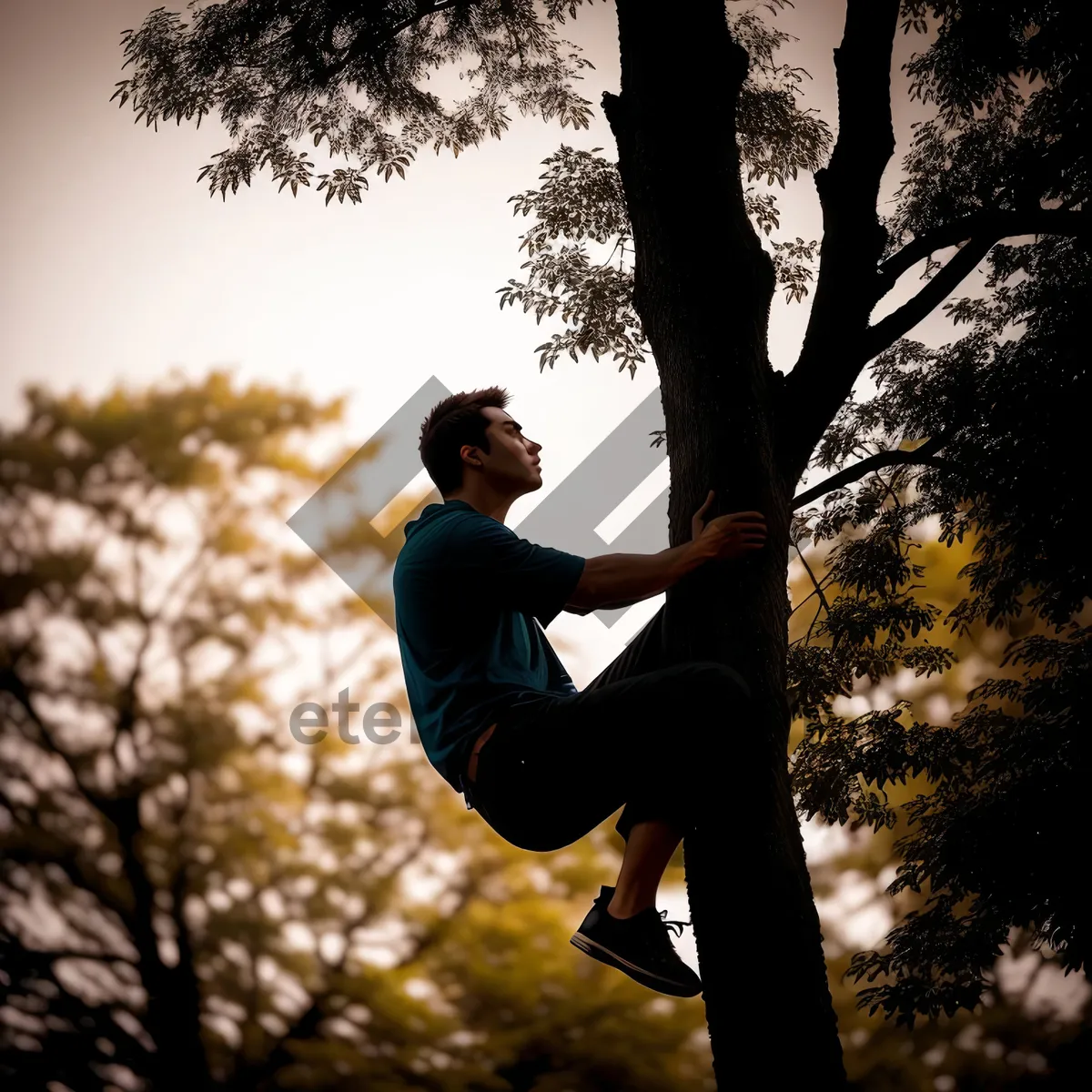 Picture of Joyful Man Jumps in Outdoor Sky