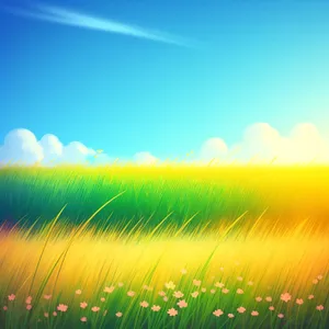 Vibrant Spring Meadow Under Sunny Sky