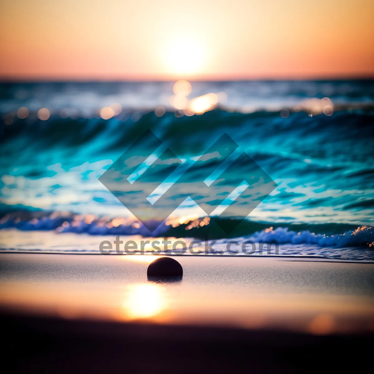 Picture of Coastal Sunset Reflection on Ocean Beach