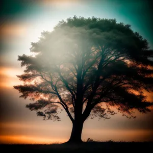 Golden Horizon: A Majestic Sunset Over a Summer Savanna