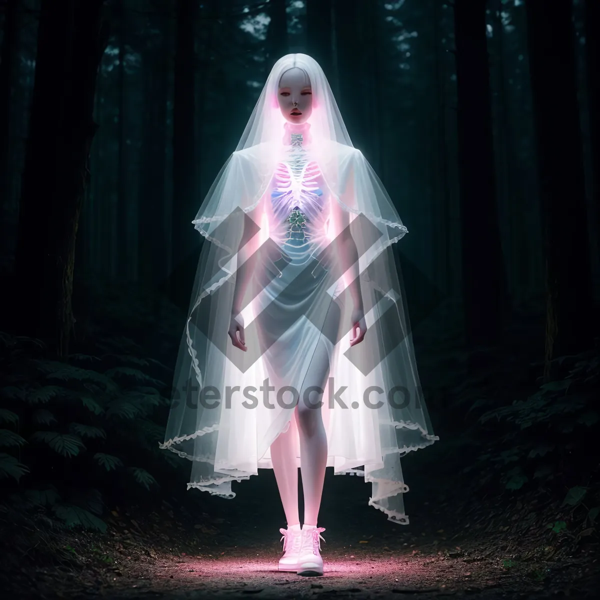 Picture of Fashion Model in Dark Sexy Costume Portrait.