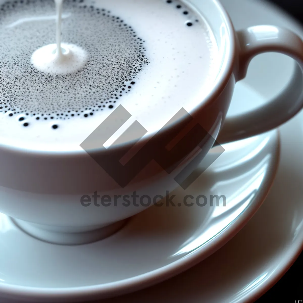 Picture of Steaming Cup of Aromatic Espresso on Saucer