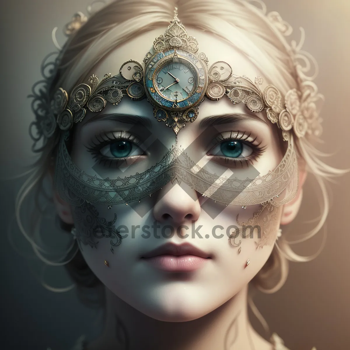 Picture of Stylish Masked Portrait: Fashionable Attire with Sensual Makeup