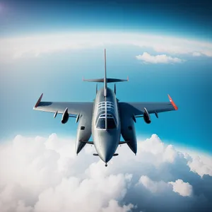 High-Flying Military Jet Soaring Through Clouds