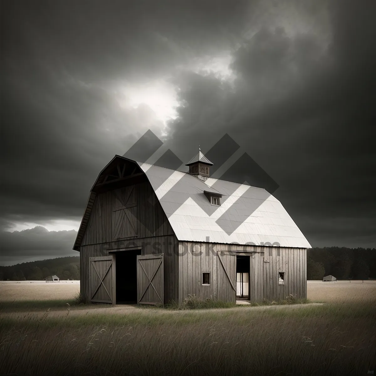 Picture of Rustic Farmhouse Beneath Majestic Clouds