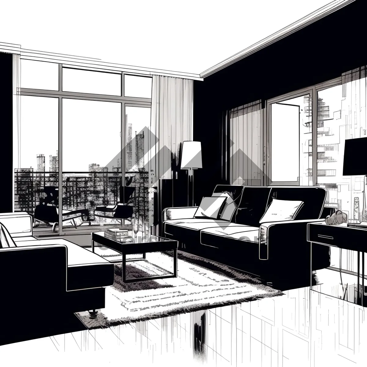 Picture of Modern office interior with luxury furniture and light.