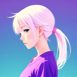 Moonlit Beauty: Fashionable Cartoon Portrait