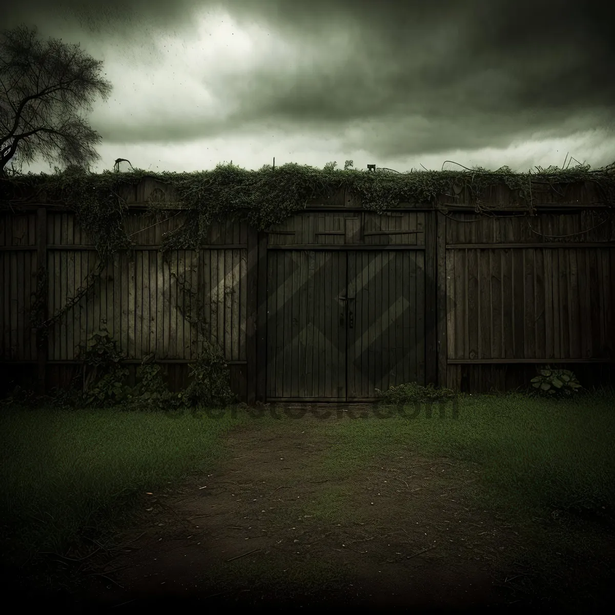 Picture of Tranquil Nature's Barrier: Scenic Picket Fence Landscape