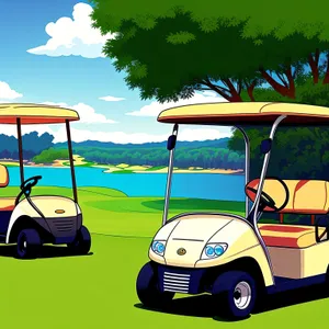 Golf Cart on a Beautiful Course