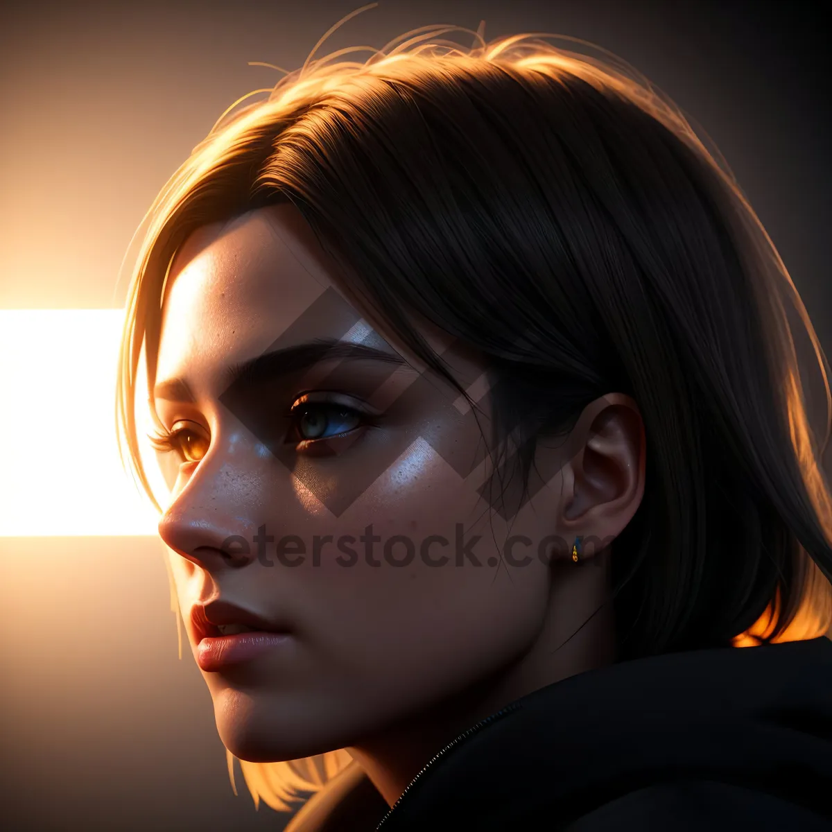 Picture of Dark-haired seductress with captivating gaze, elegant for fashion