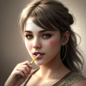 Seductive lipstick makeup with attractive model