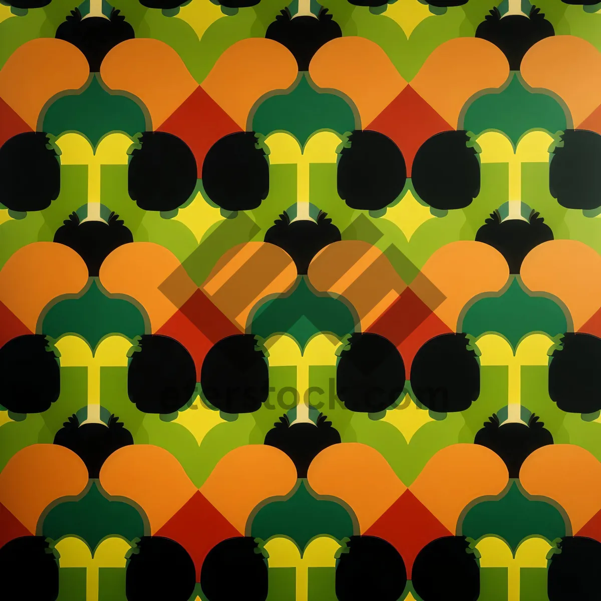 Picture of Bright Circle Pattern Tile in Orange and Yellow