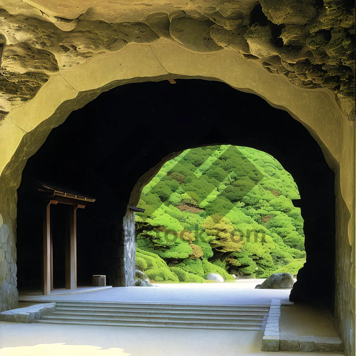 Picture of Ancient Stone Tunnel with Historic Arch and Vault.