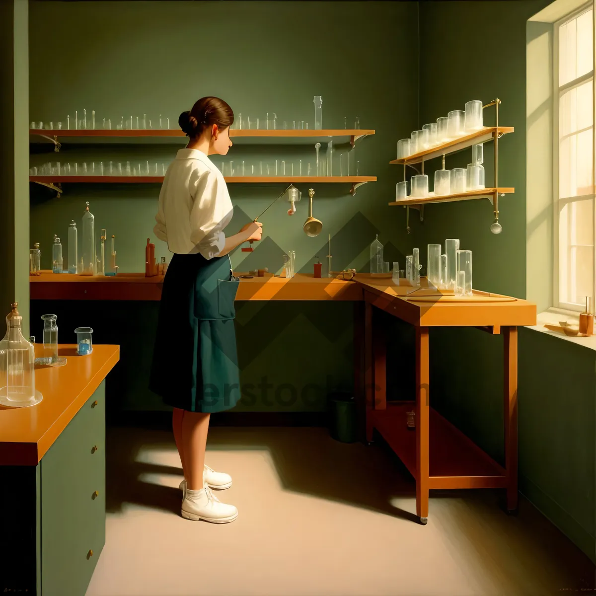 Picture of Modern Kitchen Counter with Wood Furniture