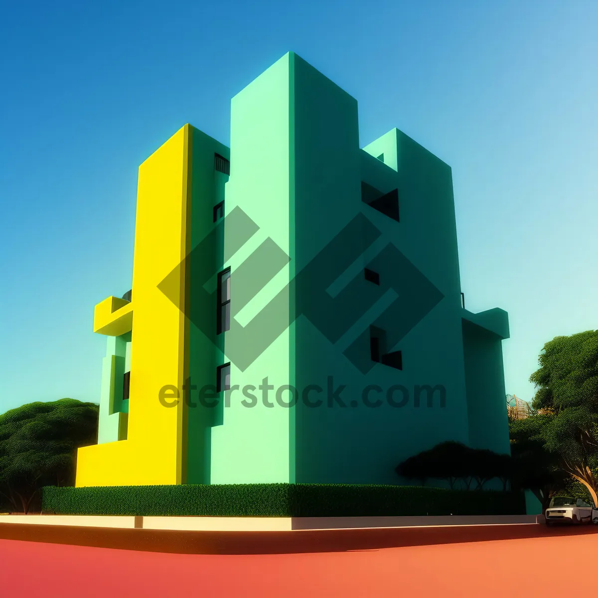 Picture of 3D Architectural House with Skyline View