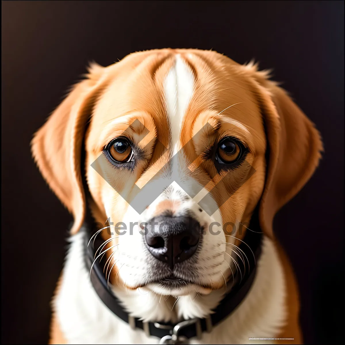 Picture of Adorable brown beagle puppy sitting with collar"
(Note: The text provided is a descriptive name for the image and does not contain any additional information or context.)