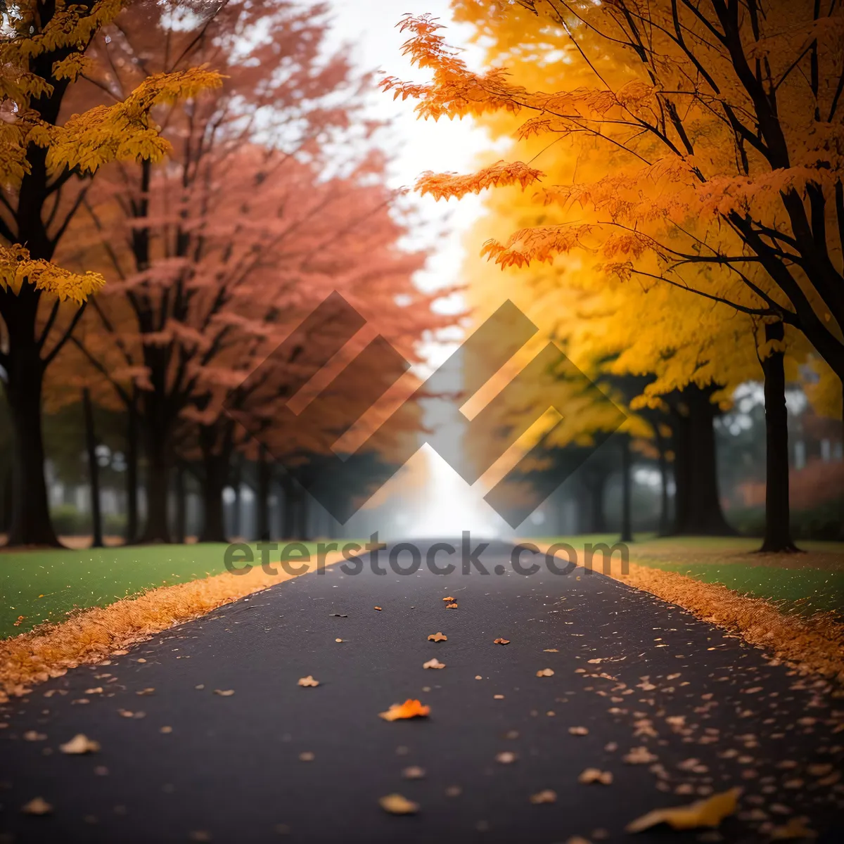 Picture of Sunset Over Rural Countryside Road