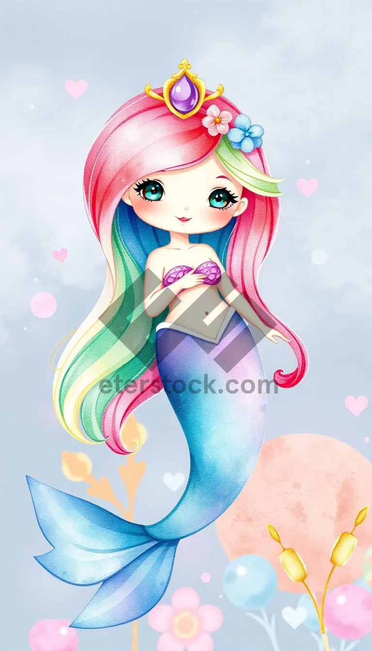 Picture of Charming Cartoon Coquette Smiling in Cute Clip Art.