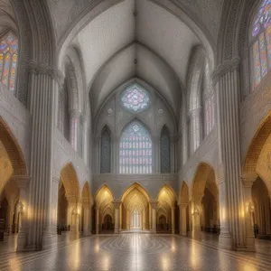 Ancient Stone Cathedral with Gothic Arches