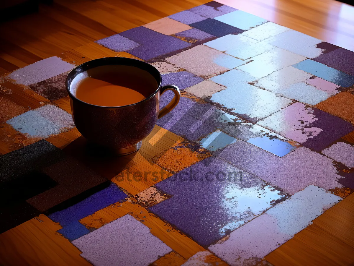 Picture of Hot Black Coffee in Porcelain Cup on Table