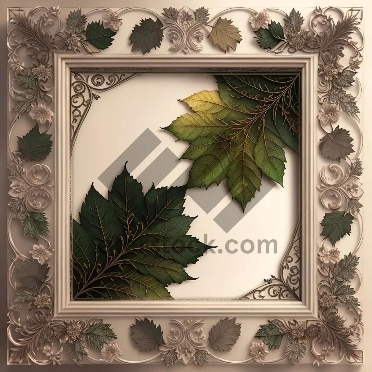 Picture of Golden Vintage Frame with Ornate Floral Design