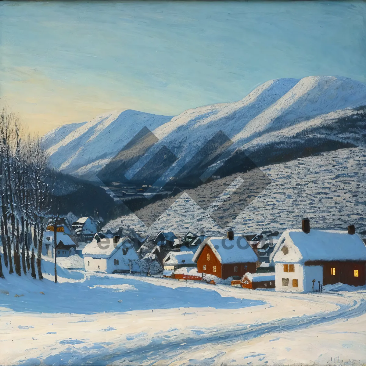 Picture of Winter Alpine Landscape: Majestic Snow-Capped Peaks