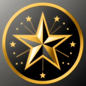 Round Icon Design with Five-Star Symbol