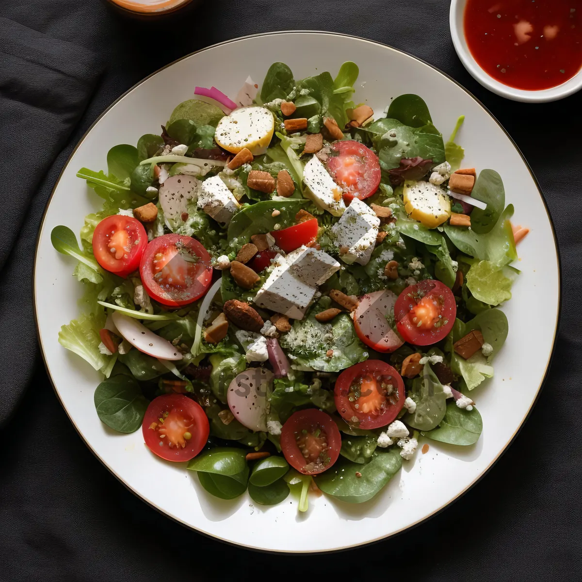 Picture of Gourmet Salad with Grilled Vegetables and Tasty Sauce