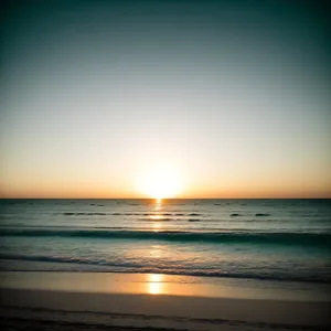 Sunset over the serene ocean horizon