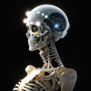 Frightening Skeleton Bust Sculpture in 3D Art