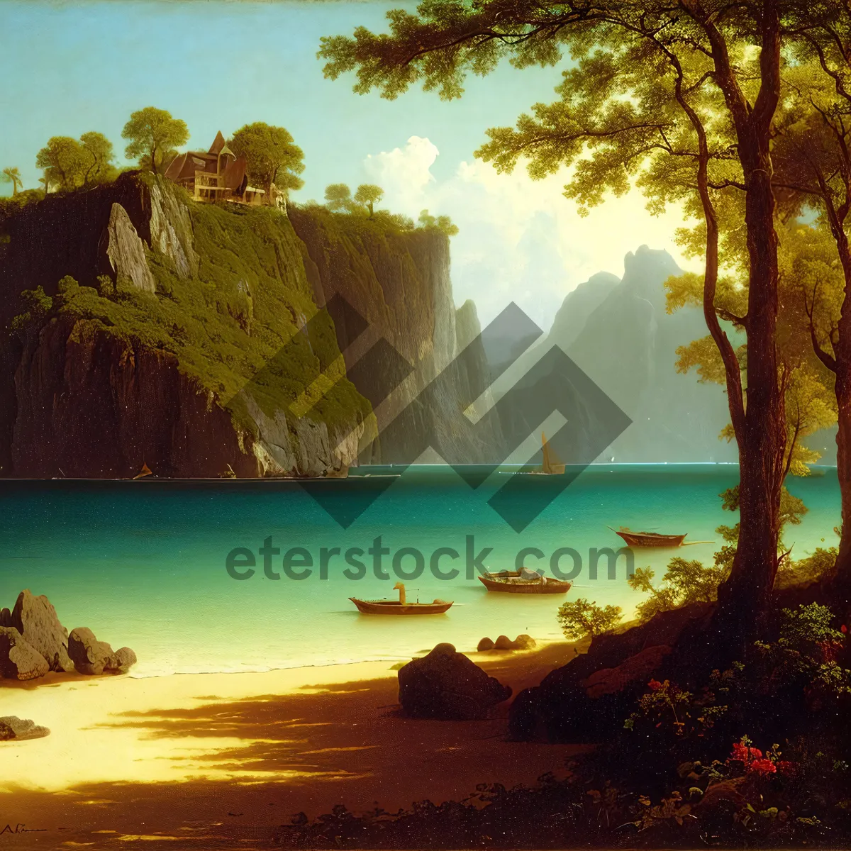 Picture of Tranquil Tropical Beach Paradise with Crystal Clear Waves