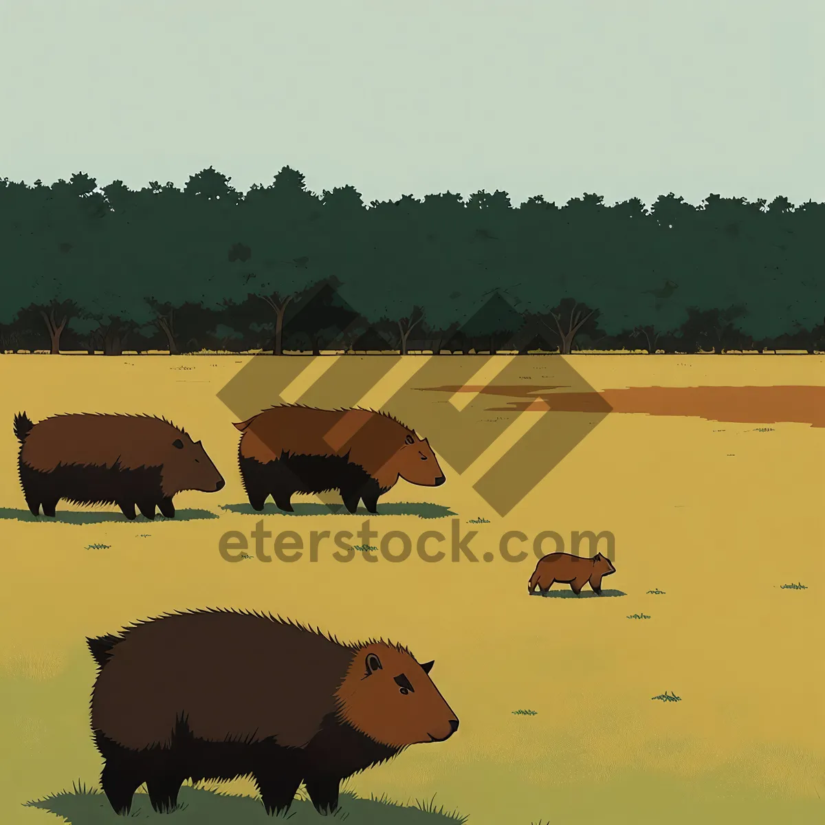 Picture of Lush Countryside Meadow with Grazing Cattle