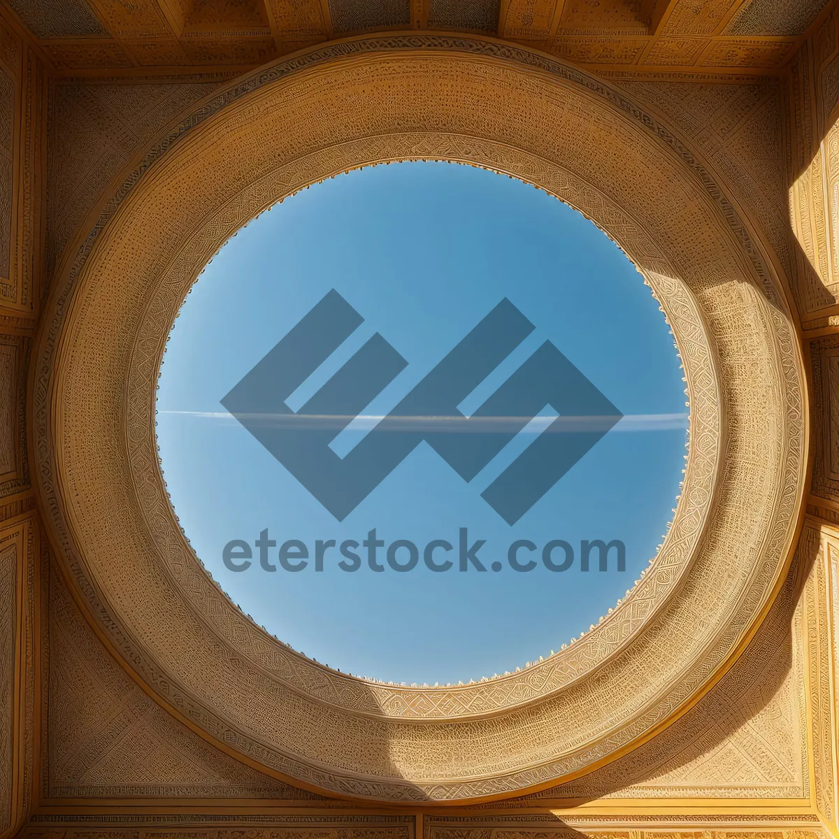 Picture of Vintage Interior Window with Ornate Framework and Decorative Wall Art