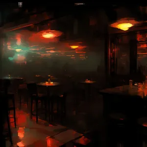 Fiery night at the orange barroom