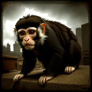 Wild Primate Portrait: Majestic Monkey's Curious Face