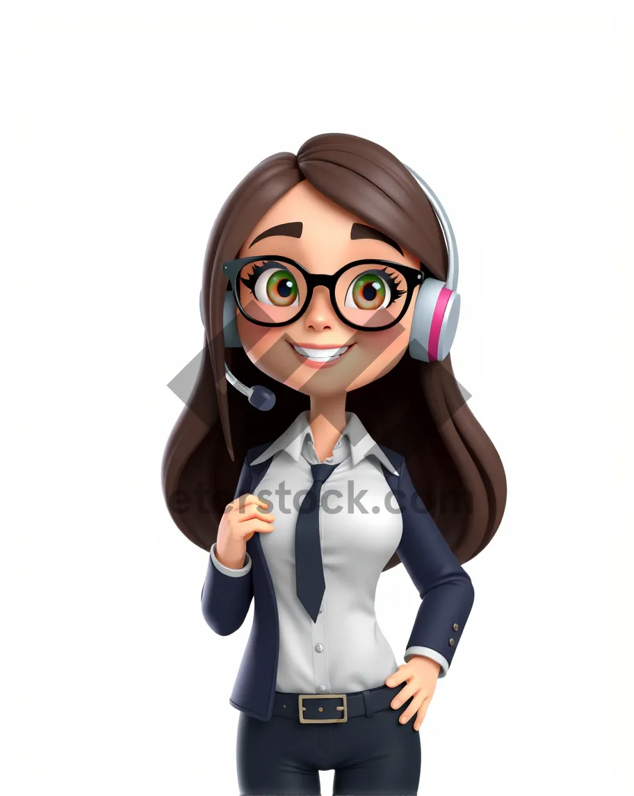 Picture of Cartoon character wearing headset