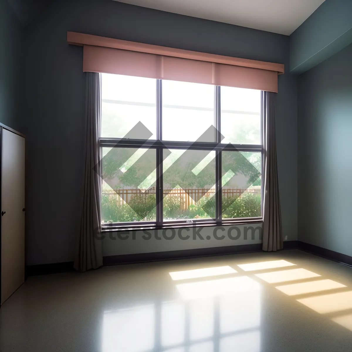 Picture of Modern Wood-Framed Corner Window in Contemporary Living Space