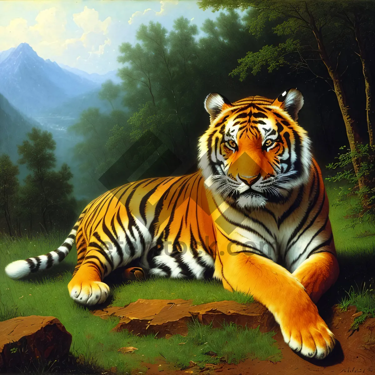 Picture of Jungle Striped Cat: Majestic Feline in the Wild