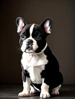Playful Terrier - Adorable, Wrinkled Bulldog Puppy Sitting