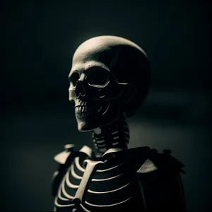 Terrifying Male Skeleton Bust: Intricate Anatomy Sculpture