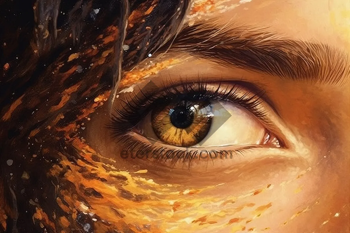 Picture of Close-up human eye with beautiful eyelashes and eyebrow.