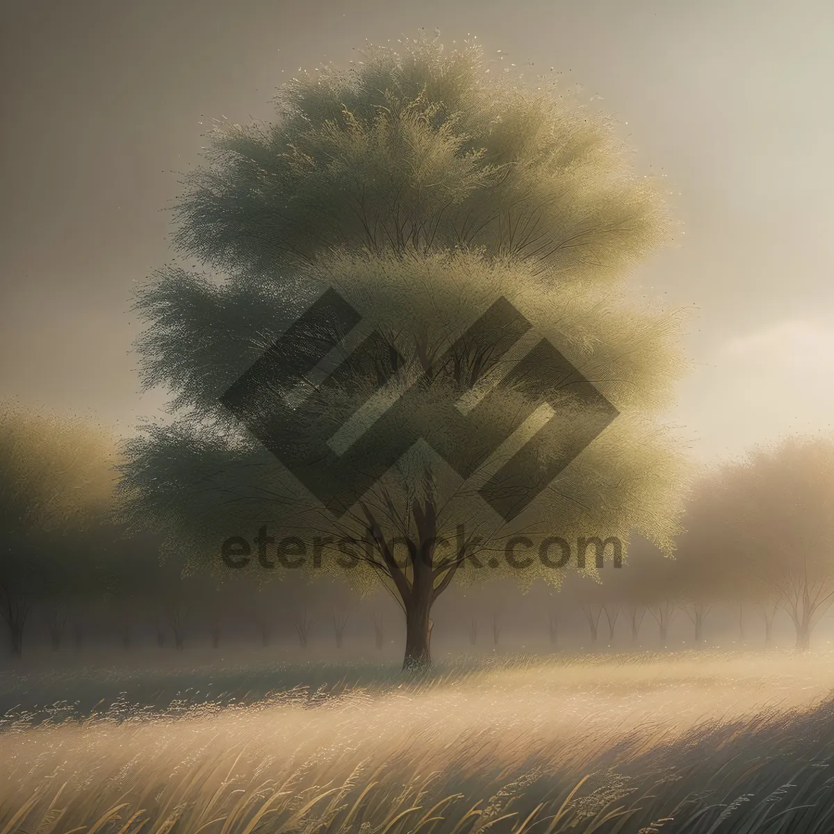 Picture of Golden Sunset Over Serene Countryside
