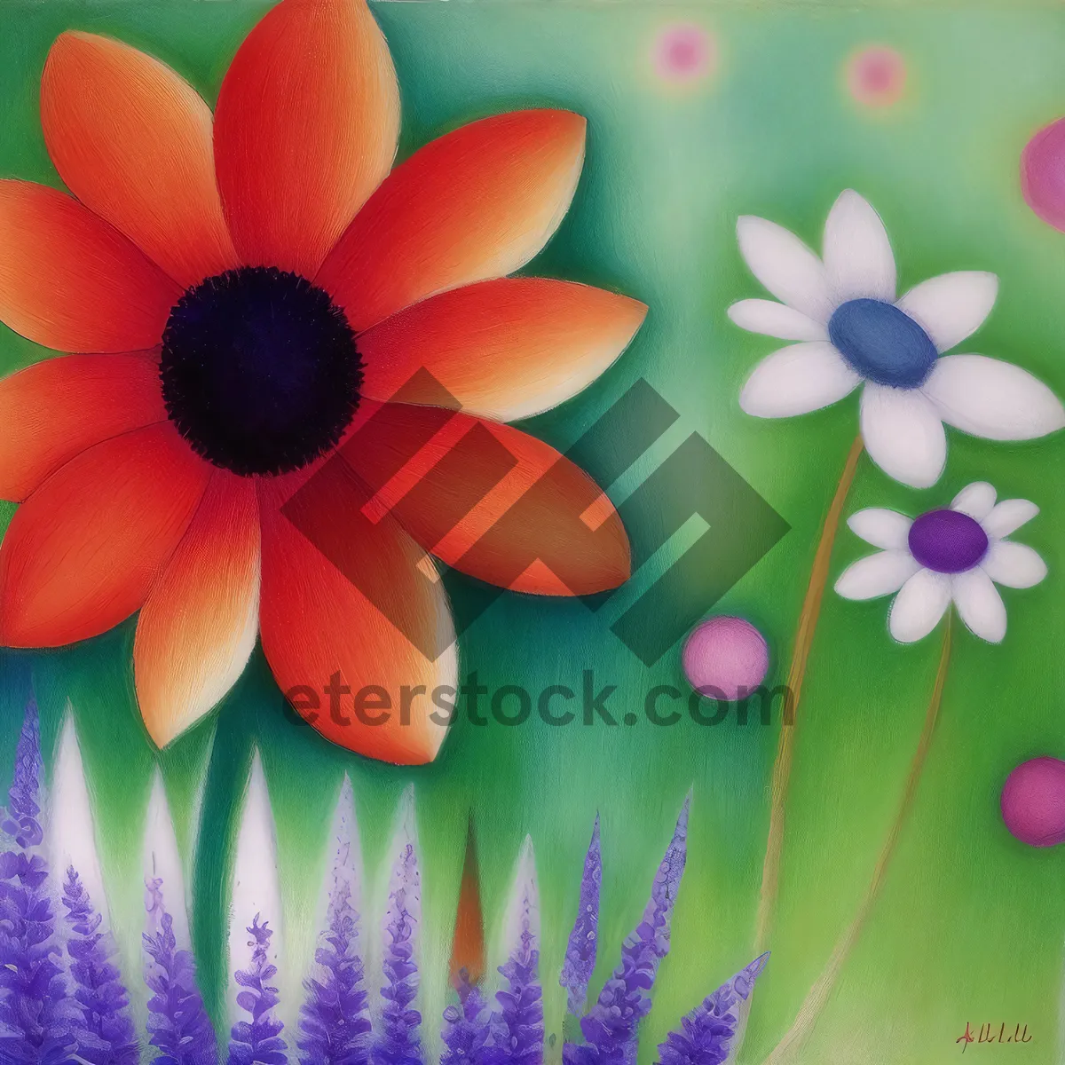 Picture of Colorful Floral Pinwheel Decoration in Vibrant Spring Hues